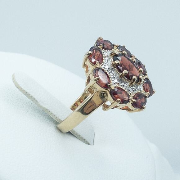 Gold Tone Sterling Silver Garnet Cluster Ring Size 6 - Picture 14 of 14